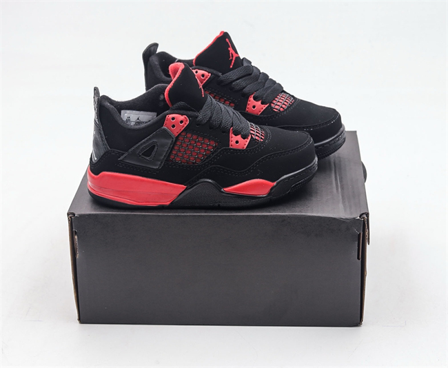 Youth Running weapon Super Quality Air Jordan 4 Black/Red Shoes 041